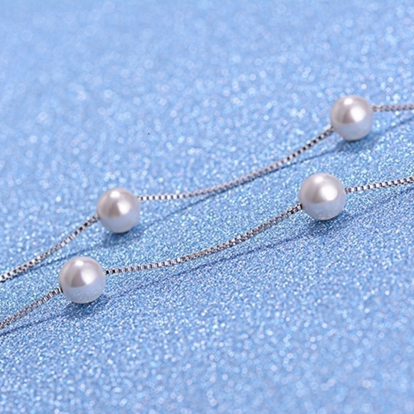 Sold out🔥New Shell Pearl station necklace 16” .925 - Picture 5 of 5